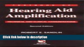 Books Textbook of Hearing Aid Amplification: Technical and Clinical Considerations Free Online