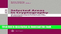Ebook|Books} Selected Areas in Cryptography: 9th Annual International Workshop, SAC 2002, St. John