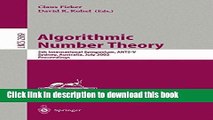 Ebook|Books} Algorithmic Number Theory: 5th International Symposium, ANTS-V, Sydney, Australia,