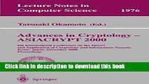 Ebook|Books} Advances in Cryptology - ASIACRYPT 2000: 6th International Conference on the Theory