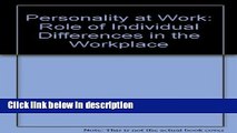 Books Personality at Work: Role of Individual Differences in the Workplace Free Online