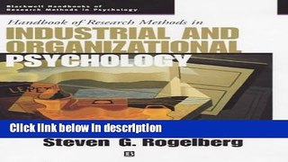 Books Blackwell Handbook of Research Methods in Industrial and Organizational Psychology
