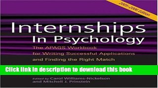 Ebook Internships in Psychology: The Apags Workbook for Writing Successful Applications and