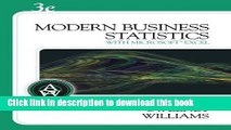 PDF  Modern Business Statistics (with Student CD-ROM) (Available Titles Aplia)  Online
