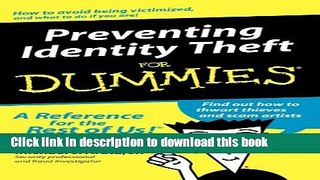 Books Preventing Identity Theft For Dummies Free Online