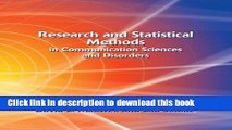 Ebook Research and Statistical Methods in Communication Sciences and Disorders Free Download