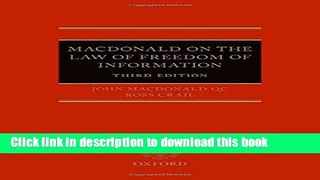 Ebook The Law of Freedom of Information Free Online