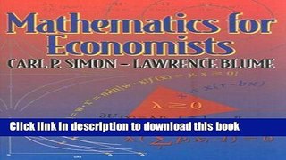 Ebook Mathematics for Economists Full Online