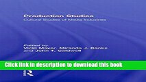 PDF  Production Studies: Cultural Studies of Media Industries  Free Books
