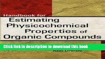 Books Handbook for Estimating Physiochemical Properties of Organic Compounds Full Online