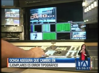 Ochoa asegura que cambio en ejemplares de la Ley de Comunicación es error tipográfico