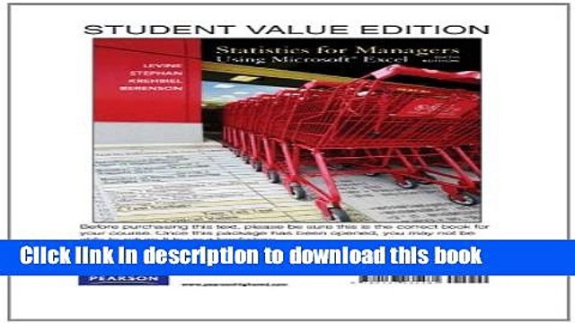 Download Statistics for Managers using MS Excel, Books a la Carte Edition Online