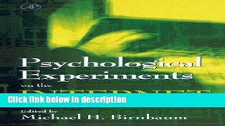 Ebook Psychological Experiments on the Internet Full Online