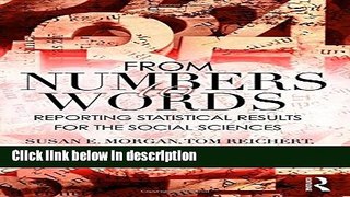 Books From Numbers to Words: Reporting Statistical Results for the Social Sciences Full Online