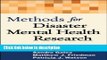 Ebook Methods for Disaster Mental Health Research Free Online