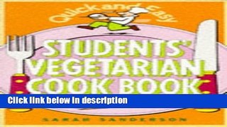 Books Student s Vegetarian Cook Book (Quick and Easy) Full Online