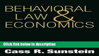 Ebook Behavioral Law and Economics (Cambridge Series on Judgment and Decision Making) Free Online