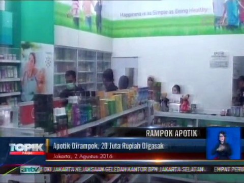 Perampok Bersamurai Gasak Apotik, 20 Juta Rupiah Raib