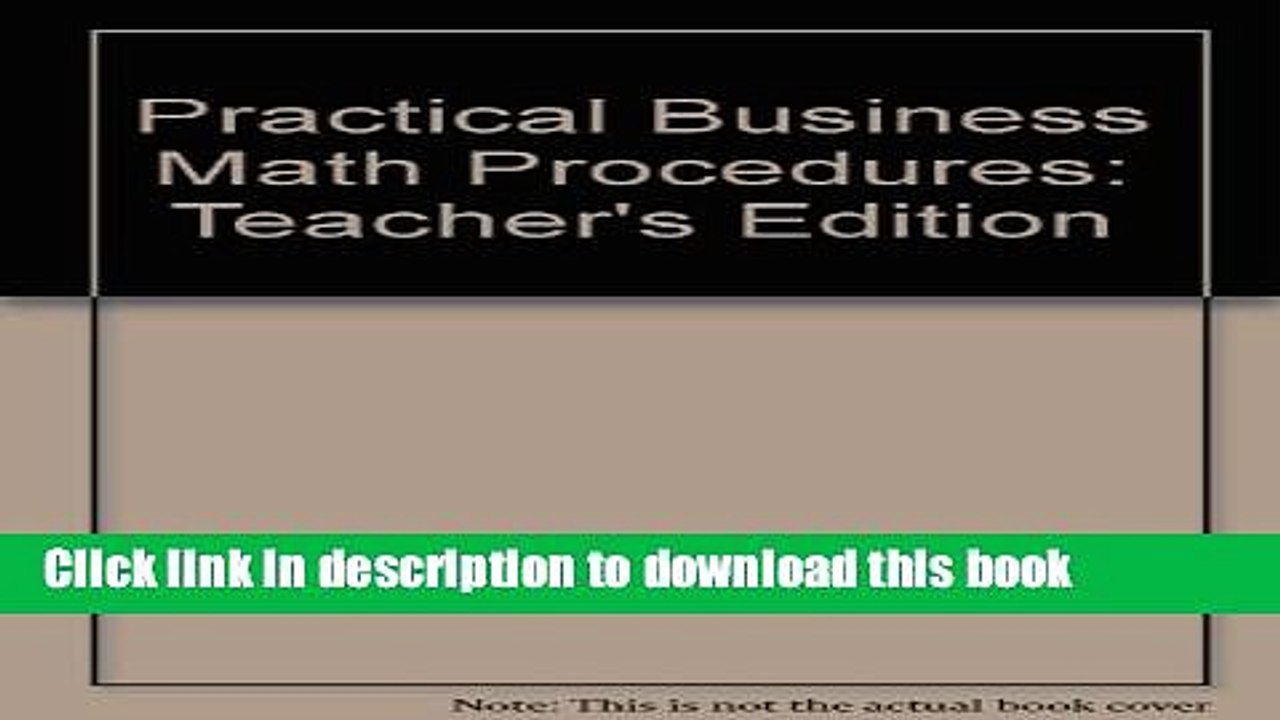 PDF  Practical Business Math Procedures: Teacher s Edition  {Free Books|Online