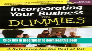 [Read PDF] Incorporating Your Business For Dummies Download Free