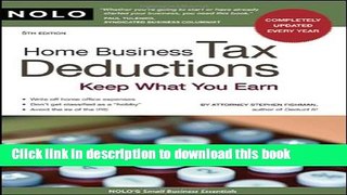 Ebook HOME BUSINESS TAX DEDUCTIONS: Keep What You Earn Free Online