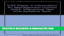 Books CAT Paper 2 Information for Management Control 2004: Interactive Text Full Online