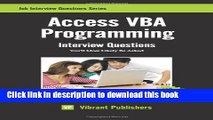 Books Access VBA Programming Interview Questions You ll Most Likely Be Asked Free Download