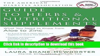 [Read PDF] American Diabetes Association Guide to Herbs and Nutritional Supplements: What You Need