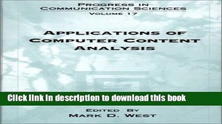 Ebook Applications of Computer Content Analysis Free Online