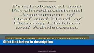 Ebook Psychological and Psychoeducational Assessment of Deaf and Hard of Hearing Children and