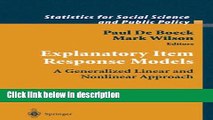 Books Explanatory Item Response Models: A Generalized Linear and Nonlinear Approach (Statistics