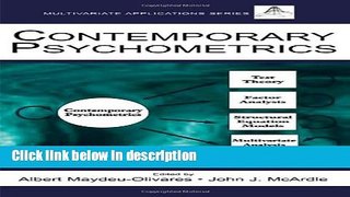 Ebook Contemporary Psychometrics (Multivariate Applications Series) Free Online