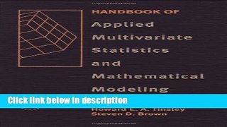 Books Handbook of Applied Multivariate Statistics and Mathematical Modeling Free Download