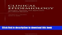 Ebook Clinical Epidemiology: Principles, Methods, And Applications For Clinical Research Free