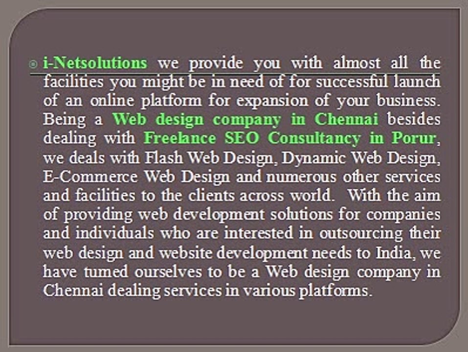 Web Design - INETSOLUTION - Freelance SEO Consultant Chennai