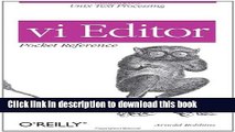 PDF  vi Editor Pocket Reference (Pocket Reference (O Reilly))  {Free Books|Online