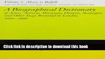 Download  A Biographical Dictionary of Actors, Volume 1, Abaco to Belfille: Actresses, Musicians,