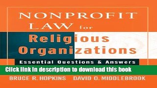 Books Nonprofit Law for Religious Organizations: Essential Questions   Answers Full Online