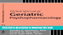 Ebook Clinical Manual of Geriatric Psychopharmacology Free Online