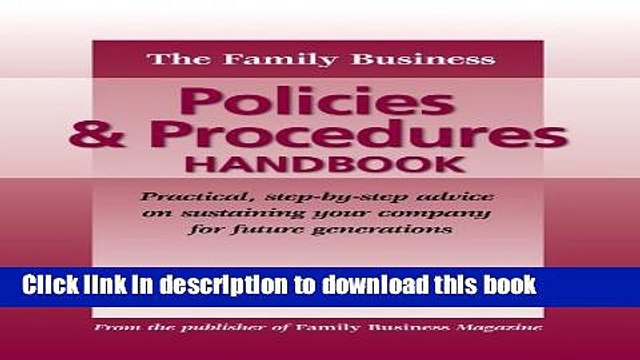 PDF The Family Business Policies Procedures Handbook: A resource for family firm owners,