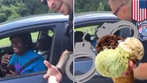 Police officers prank locals by pulling them over and handing out ice cream cones - TomoNews