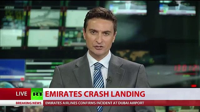 Emirates jet crash-lands in Dubai, engulfed in flames