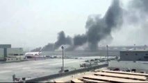 ( FULL VIDEO ) Emirates Boeing 777 caught fire at Dubai Airport