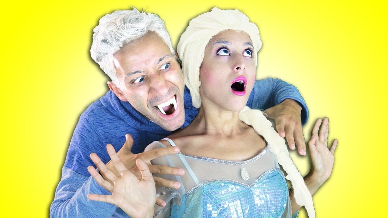 Frozen Elsa & Spiderman vs Jack Frost Vampire w\ Pink Spidergirl! Superhero Fun in Real Life