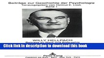 Download  Willy Hellpach: BeitrÃ¤ge zu Werk und Biographie (BeitrÃ¤ge zur Geschichte der
