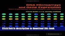 Ebook DNA Microarrays and Gene Expression: From Experiments to Data Analysis and Modeling Free