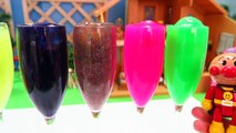 アンパンマン おもちゃアニメ Learn Colors Slime Clay Surprise Toys カラフルなスライムグラスでかくれんぼ