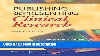 Books Publishing and Presenting Clinical Research Free Online