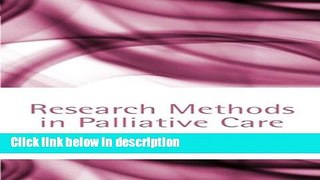 Ebook Research Methods in Palliative Care Free Online