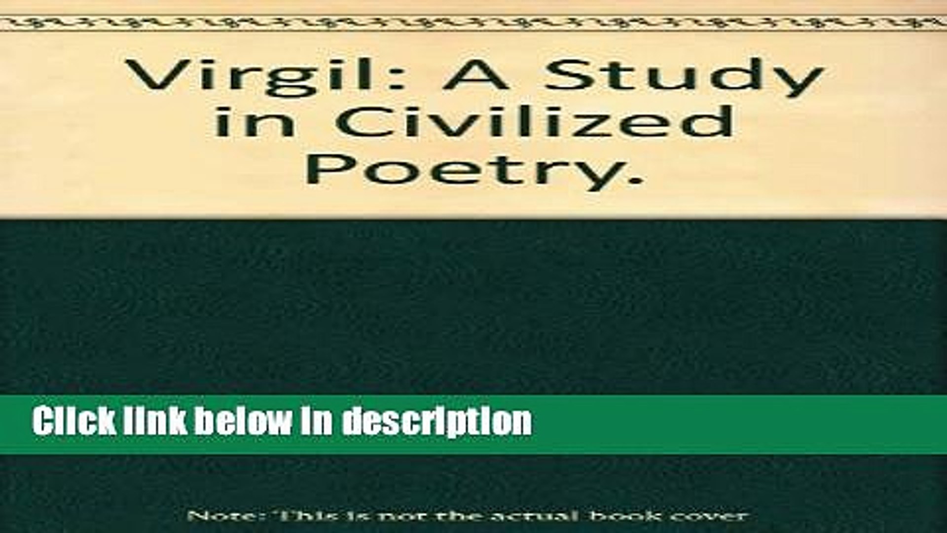 Books Virgil A Study In Civilized Poetry Full Online - 